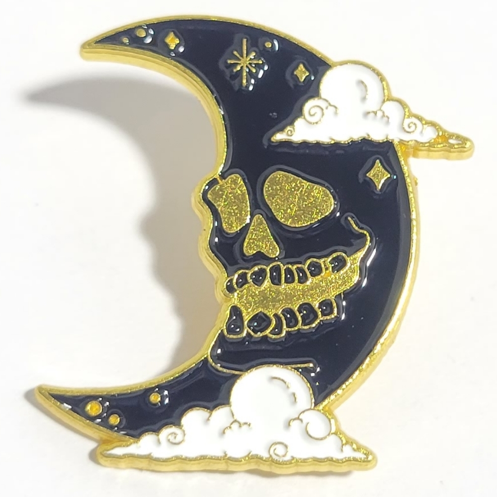 Moon Death Skull Halloween Clothes Pin Brooch